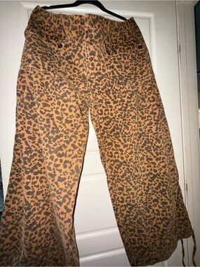 BiBi Leopard Print Wide-Leg Jeans in Brown and Black